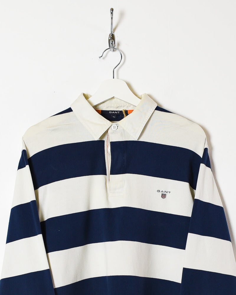 Vintage 00s Colour-Block Navy Rugby Shirt - Large– Domno Vintage