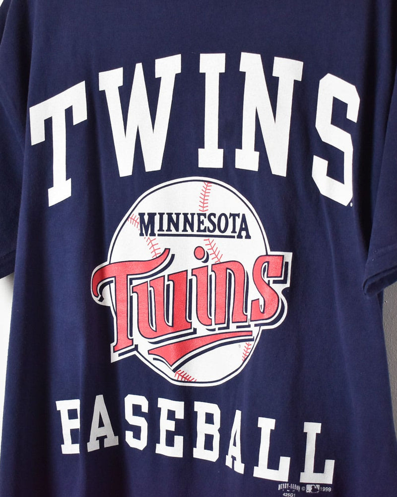 Vintage 90s Navy MLB Minnesota Twins Baseball T-Shirt - Large– Domno Vintage