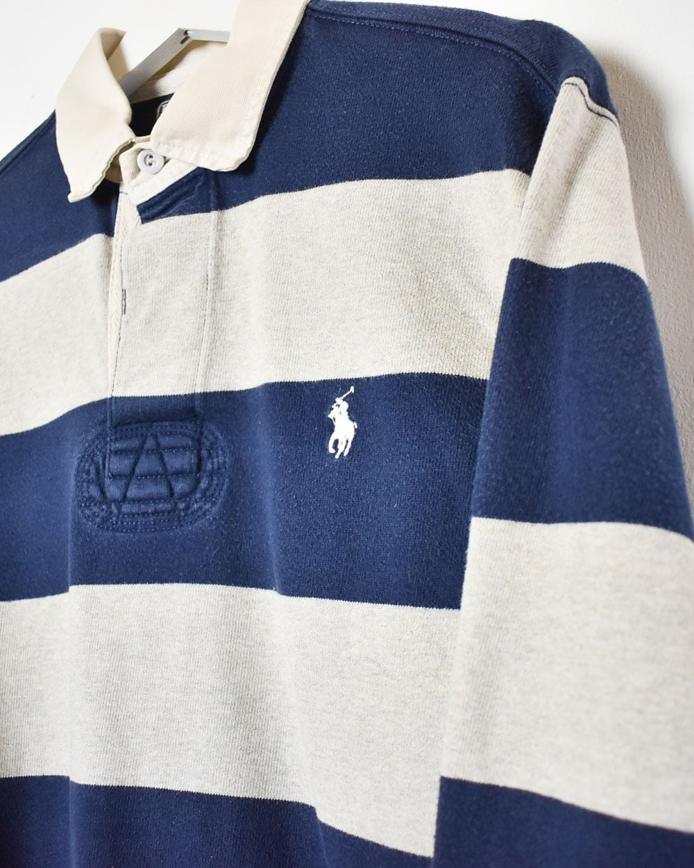 Navy Polo Ralph Lauren Striped Rugby Shirt - Medium