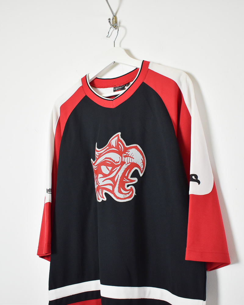 Vintage 00s Polyester Colour-Block Black Skateboarding Hawk NHL Jersey -  Medium– Domno Vintage