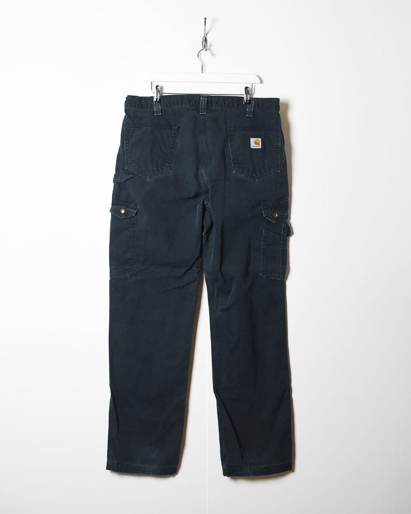 Black Carhartt Distressed Double Knee Cargo Jeans - W38 L34
