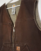 Brown Carhartt Fleece Lined Workwear Gilet - XX-Large