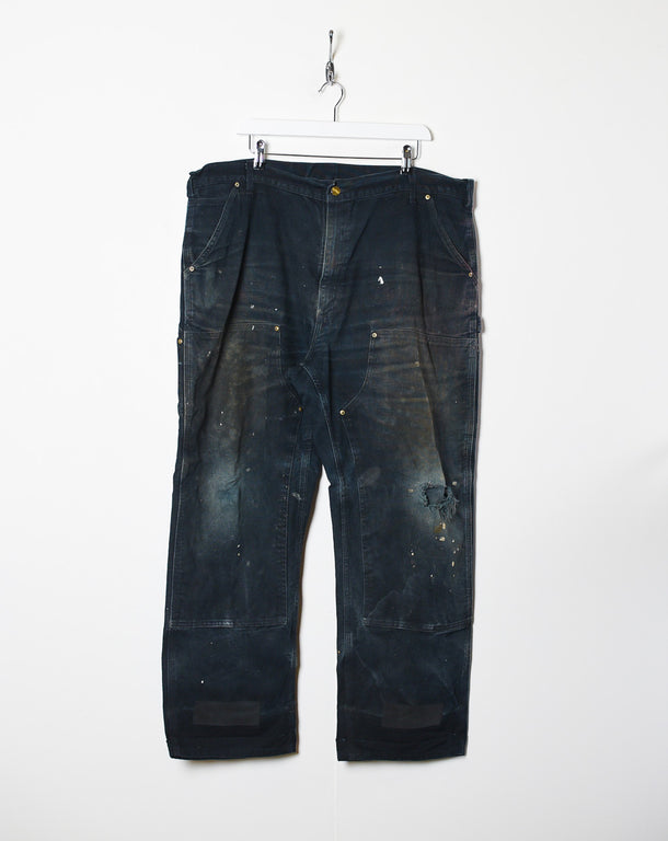 Black Carhartt Distressed Double Knee Carpenter Jeans - W42 L30