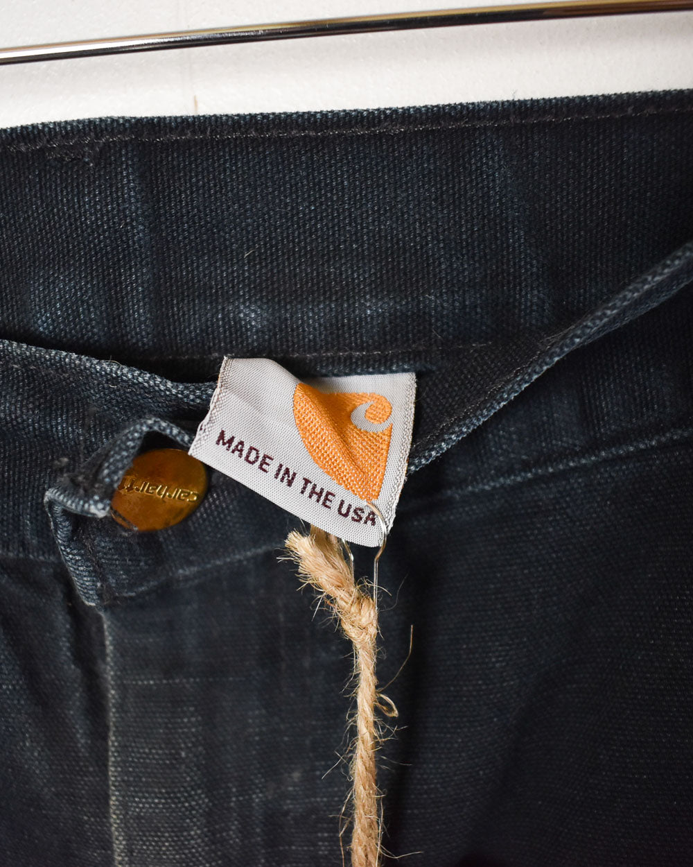 Black Carhartt Distressed Double Knee Carpenter Jeans - W42 L30