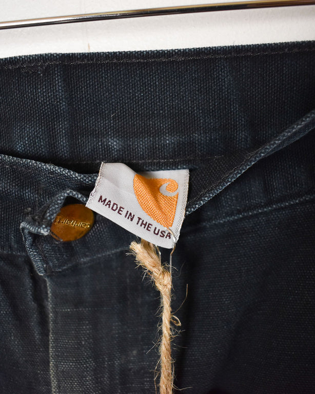 Black Carhartt Distressed Double Knee Carpenter Jeans - W42 L30