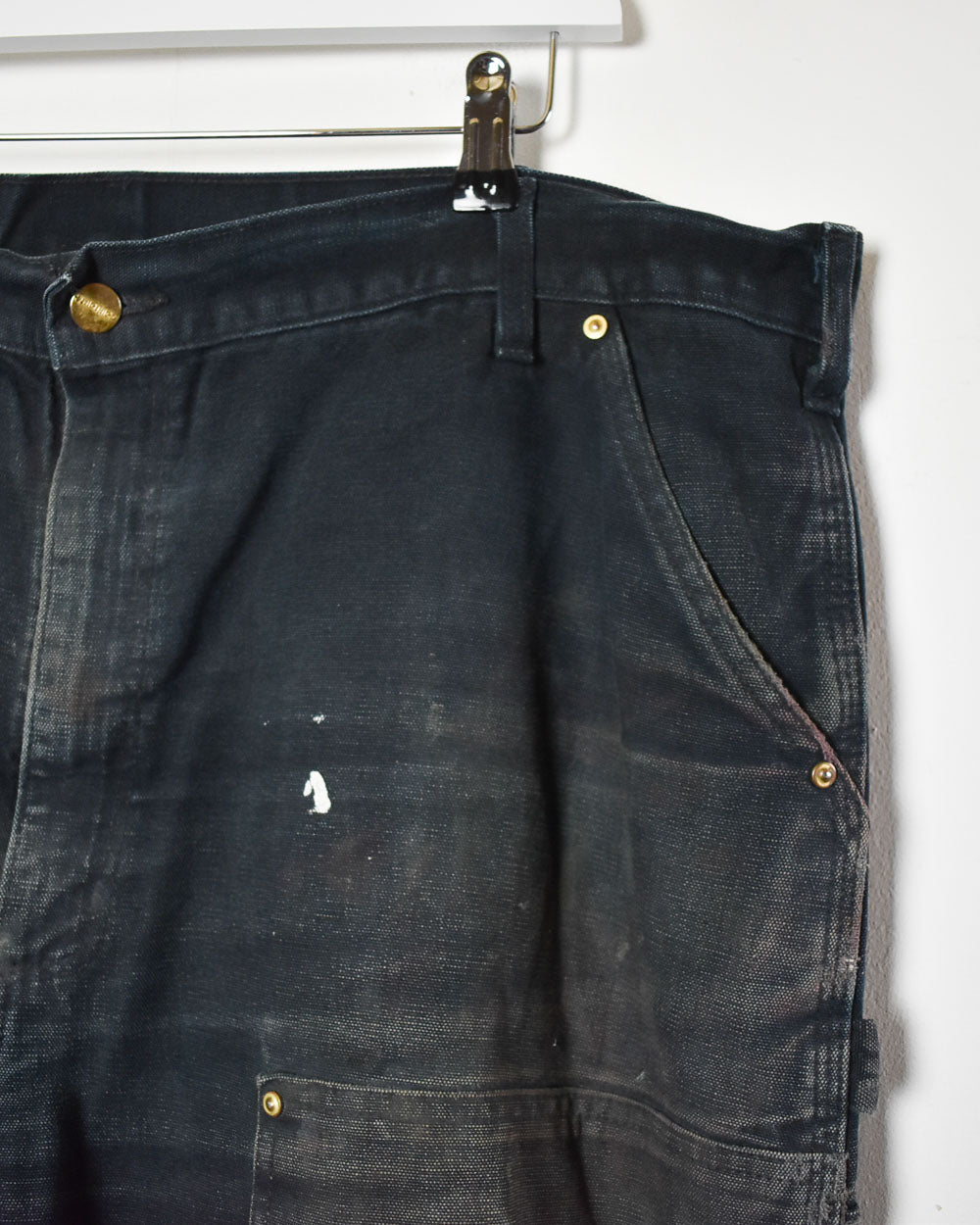 Black Carhartt Distressed Double Knee Carpenter Jeans - W42 L30