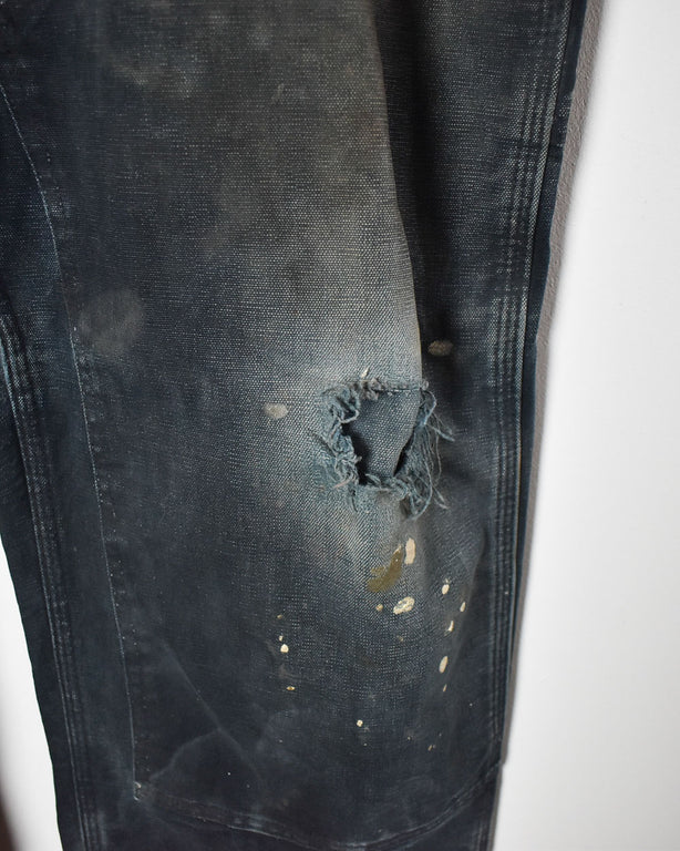 Black Carhartt Distressed Double Knee Carpenter Jeans - W42 L30