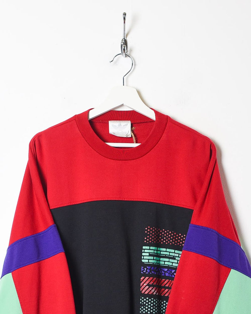 Red Adidas Colour Block Sweatshirt - Large