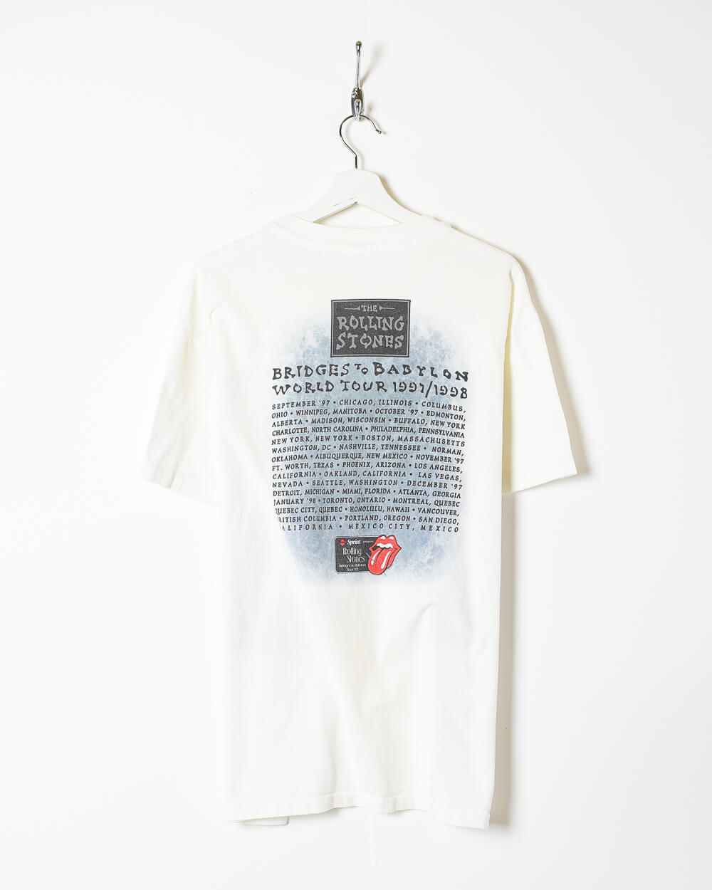 White Rolling Stone Bridges to Babylon World Tour 1997/8 T-Shirt - X-Large
