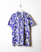 Blue Flower Print Short Sleeved Shirt - Large