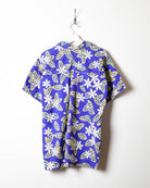 Blue Flower Print Short Sleeved Shirt - Large