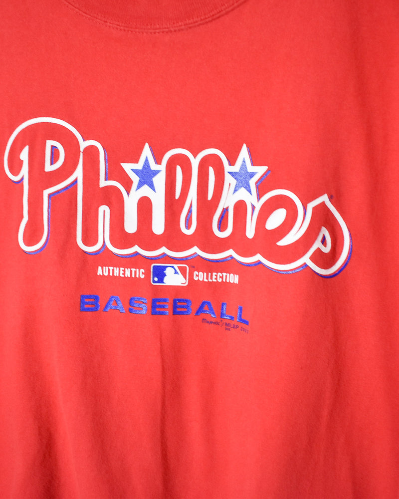 Philadelphia Phillies Jersey Mens Large Red Sewn MLB Baseball Vintage 80s