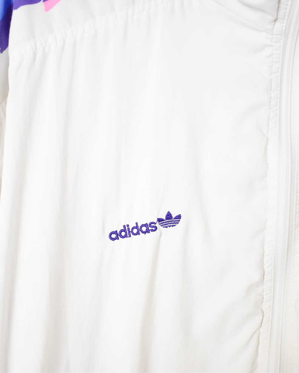 White Adidas Patterned Windbreaker Jacket - Large