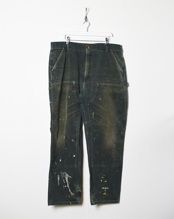 Black Carhartt Distressed Double Knee Carpenter Jeans - W40 L32