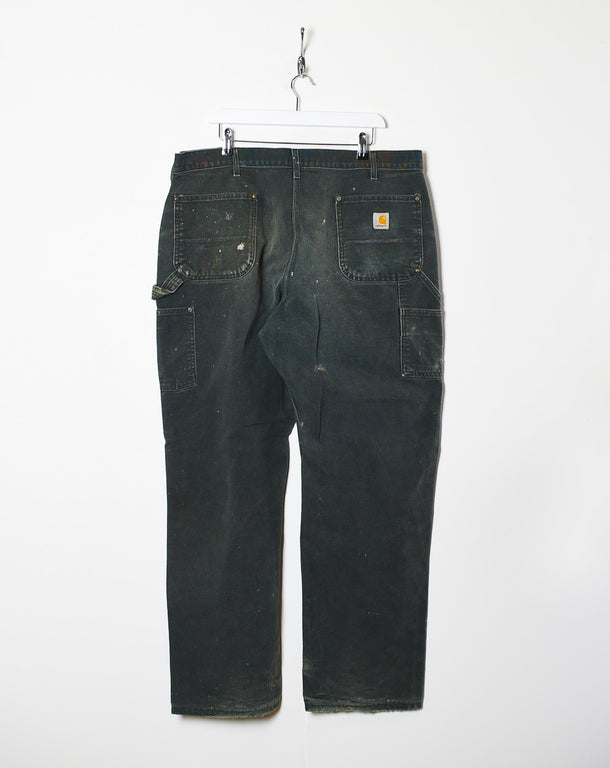 Black Carhartt Distressed Double Knee Carpenter Jeans - W40 L32