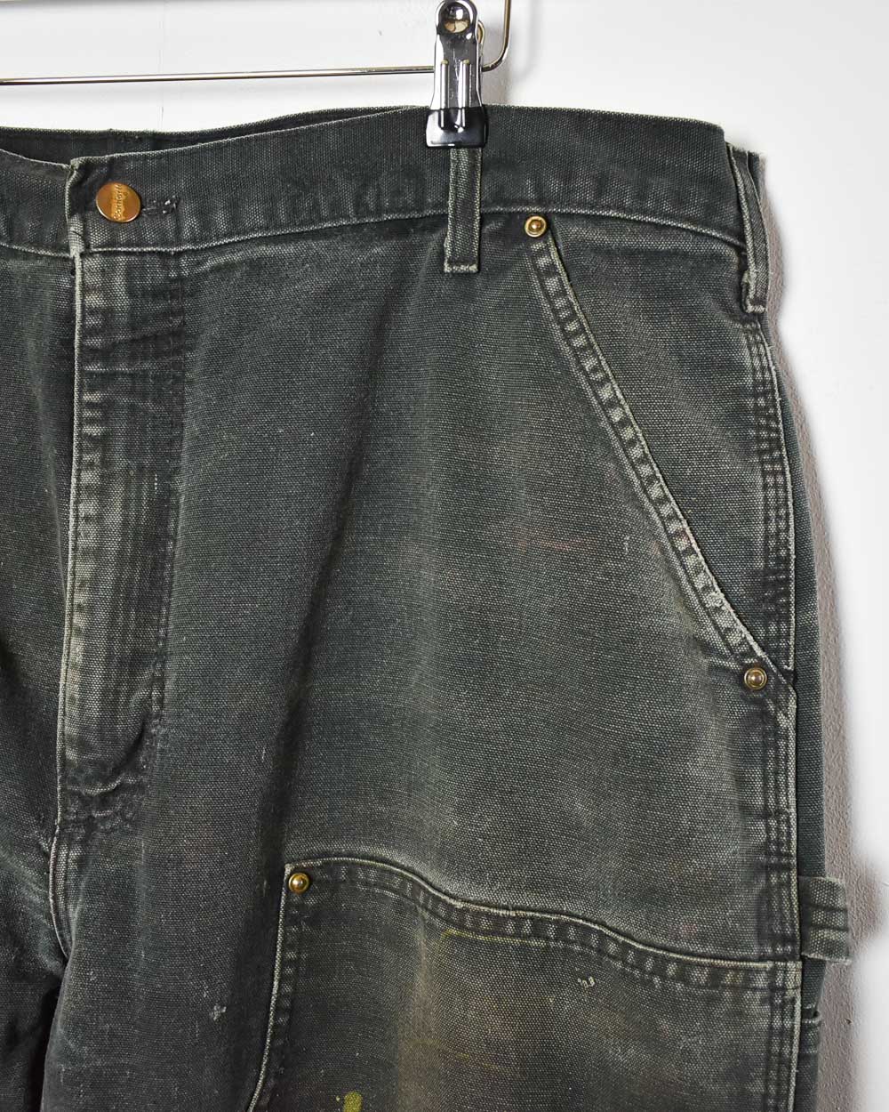 Black Carhartt Distressed Double Knee Carpenter Jeans - W40 L32