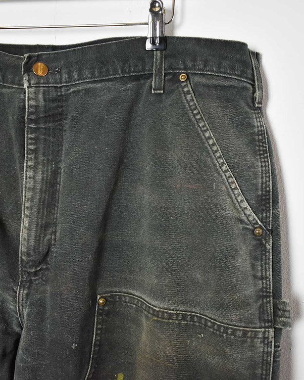 Black Carhartt Distressed Double Knee Carpenter Jeans - W40 L32