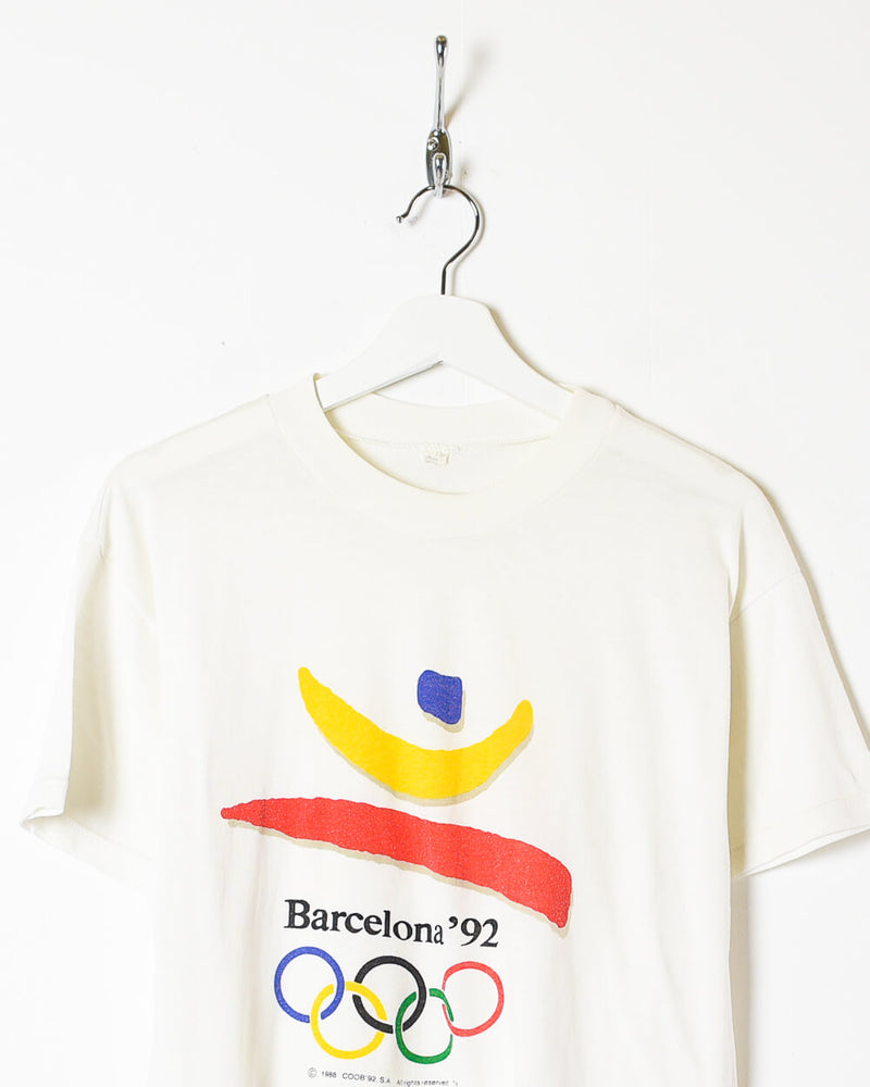 Vintage 90s Cotton White Barcelona Olympics 92 T-Shirt - Small– Domno  Vintage