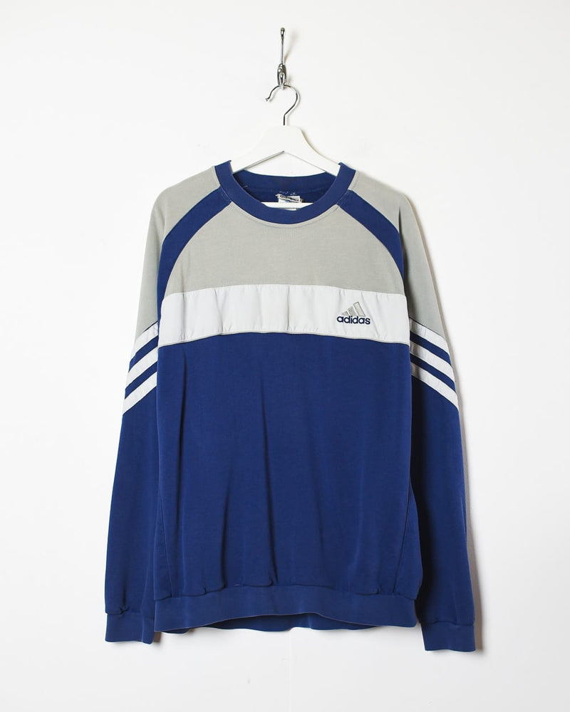 rechazo Año Sótano Vintage 90s Navy Adidas Sweatshirt - X-Large Cotton mix– Domno Vintage