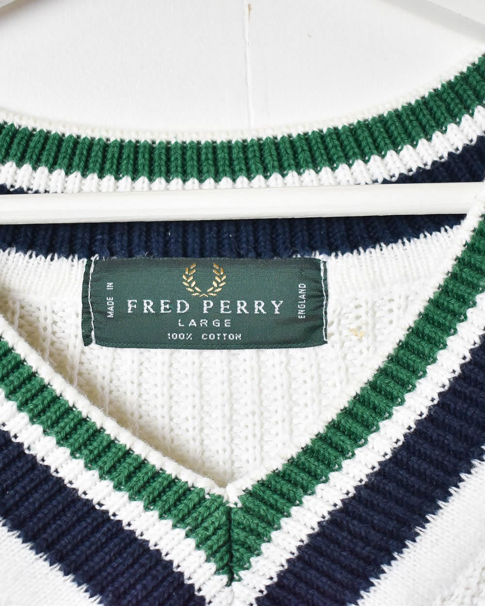 White Fred Perry Knitted Sweater Vest - Large