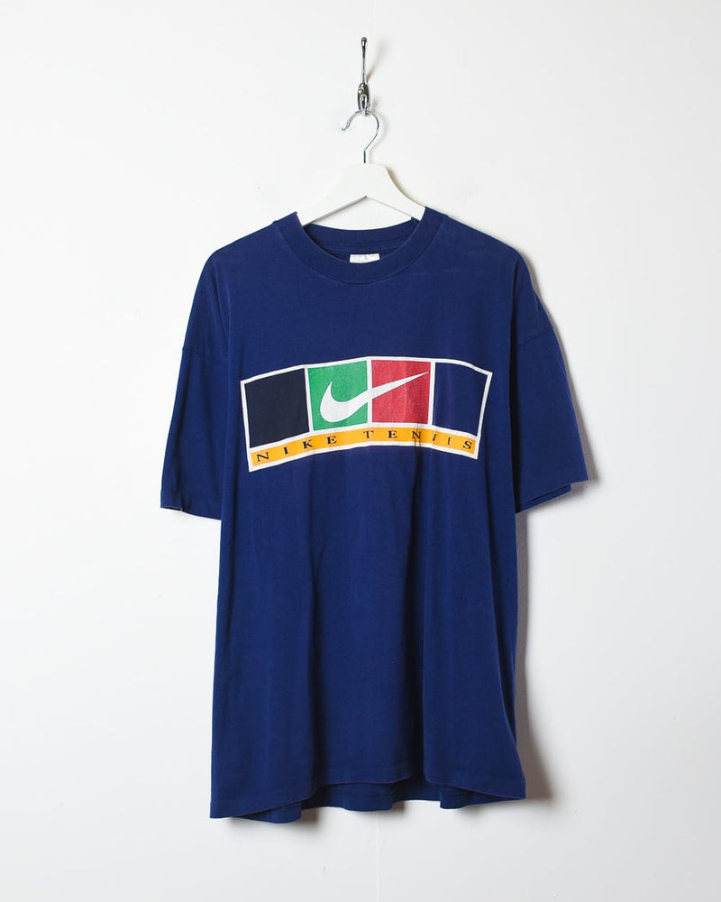 Vintage 90s Navy Nike Tennis Challenge Court T-Shirt - Cotton– Domno Vintage