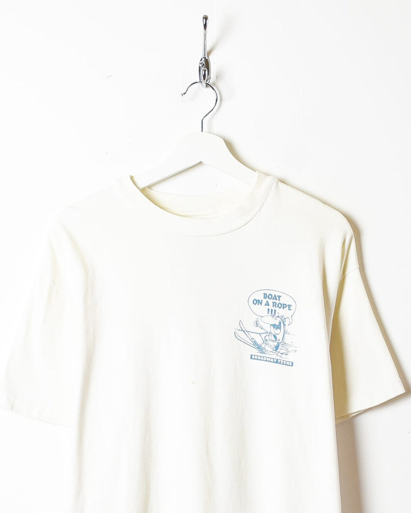 Vintage 90s White Boat On A Rope Broadway Teens Single Stitch T