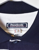 Navy Reebok Athletic Department Striped Polo Shirt - X-Large