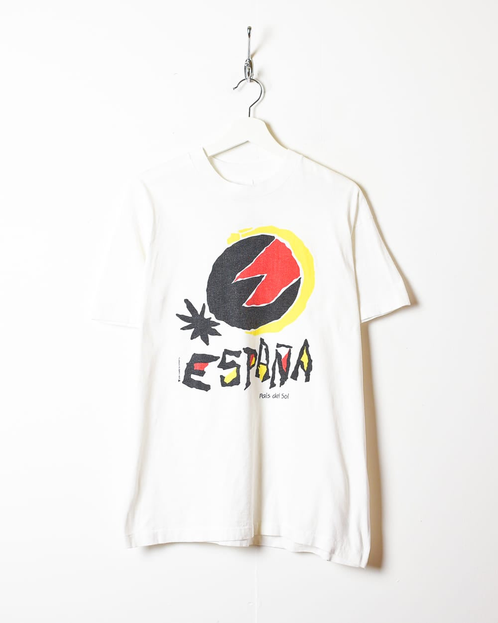 White Espana Pais Del Sol Single Stitch T-Shirt - Large