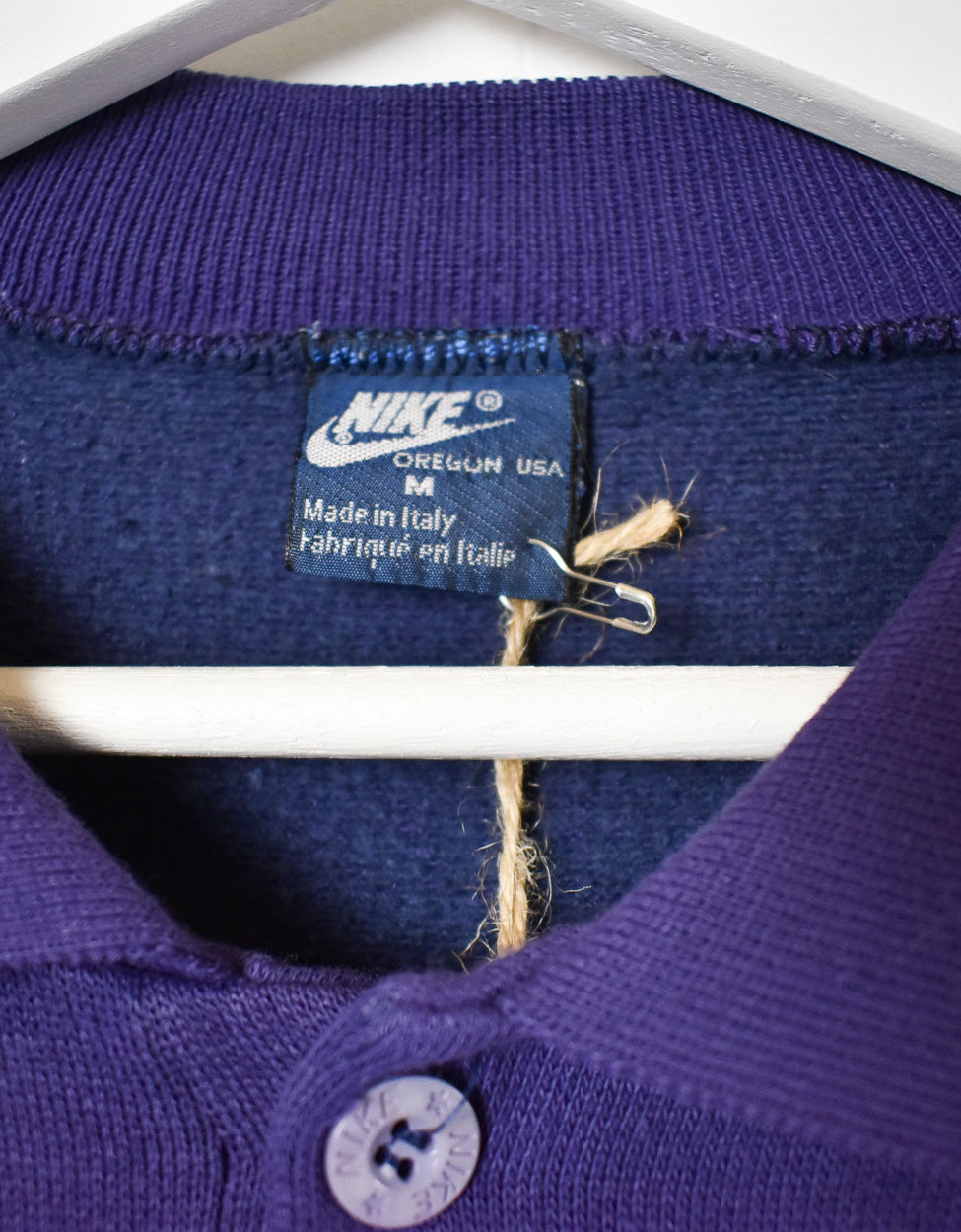 Navy Nike 80s Collared Sweatshirt - Small