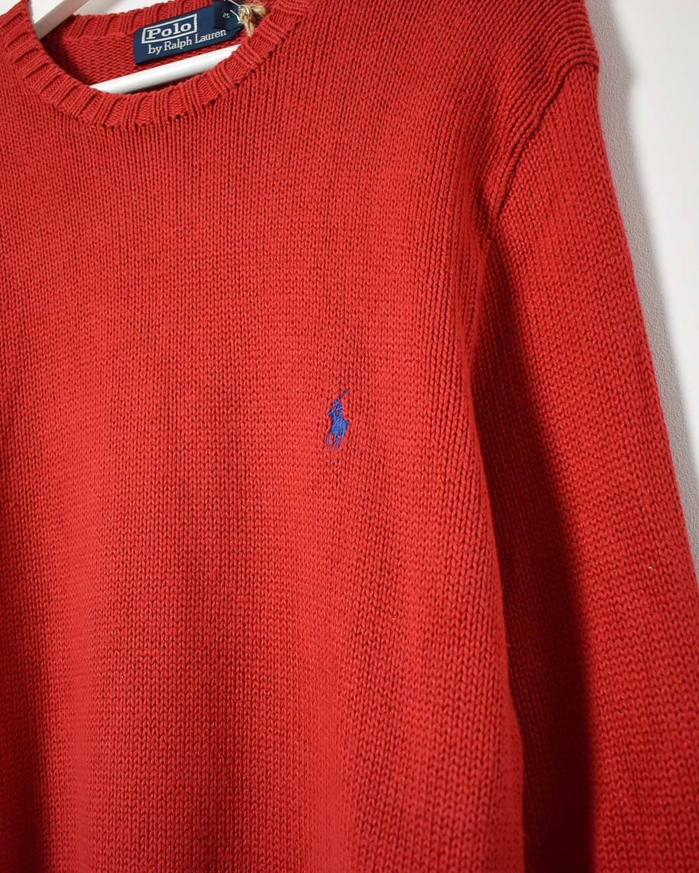 Red Ralph Lauren Knitted Sweatshirt - Large