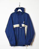 Navy Adidas 1/2 Zip Fleece Lined Windbreaker Jacket - Large