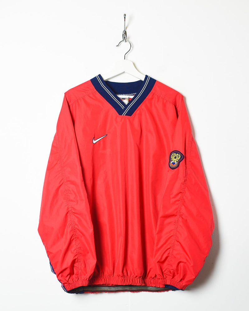 Vintage 90s Red Nike Clima-Fit Russia Pullover Windbreaker Jacket
