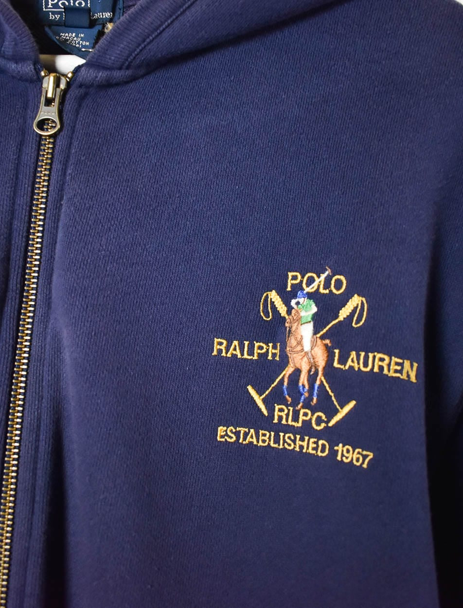 Navy Polo Ralph Lauren Zip-Through Hoodie - Large Women's