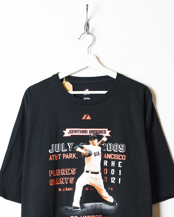 Black Majestic San Francisco Giants Jonathan Sanchez No-Hitter T-Shirt - XX-Large