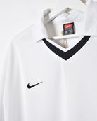 White Nike Collared Long Sleeved T-Shirt - X-Large