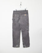 Grey Carhartt Distressed Double Knee Carpenter Jeans - W32 L32