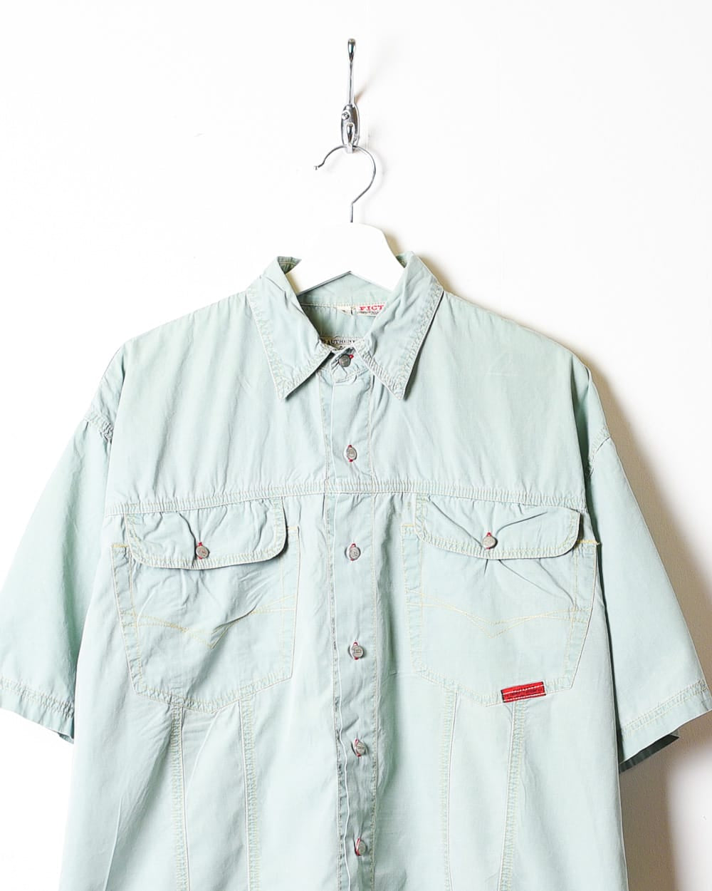 BabyBlue Double Pocket Striped Short Sleeved Shirt - Medium
