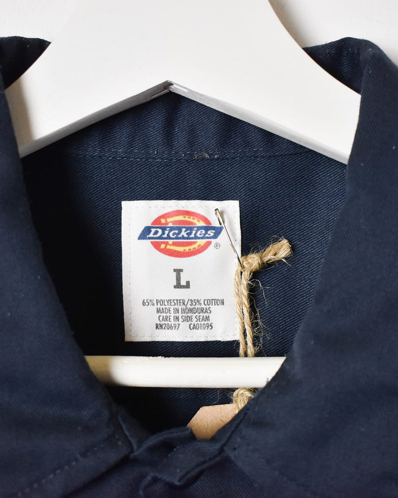 Navy Dickies Double Pocket Short Sleeved Shirt - Large