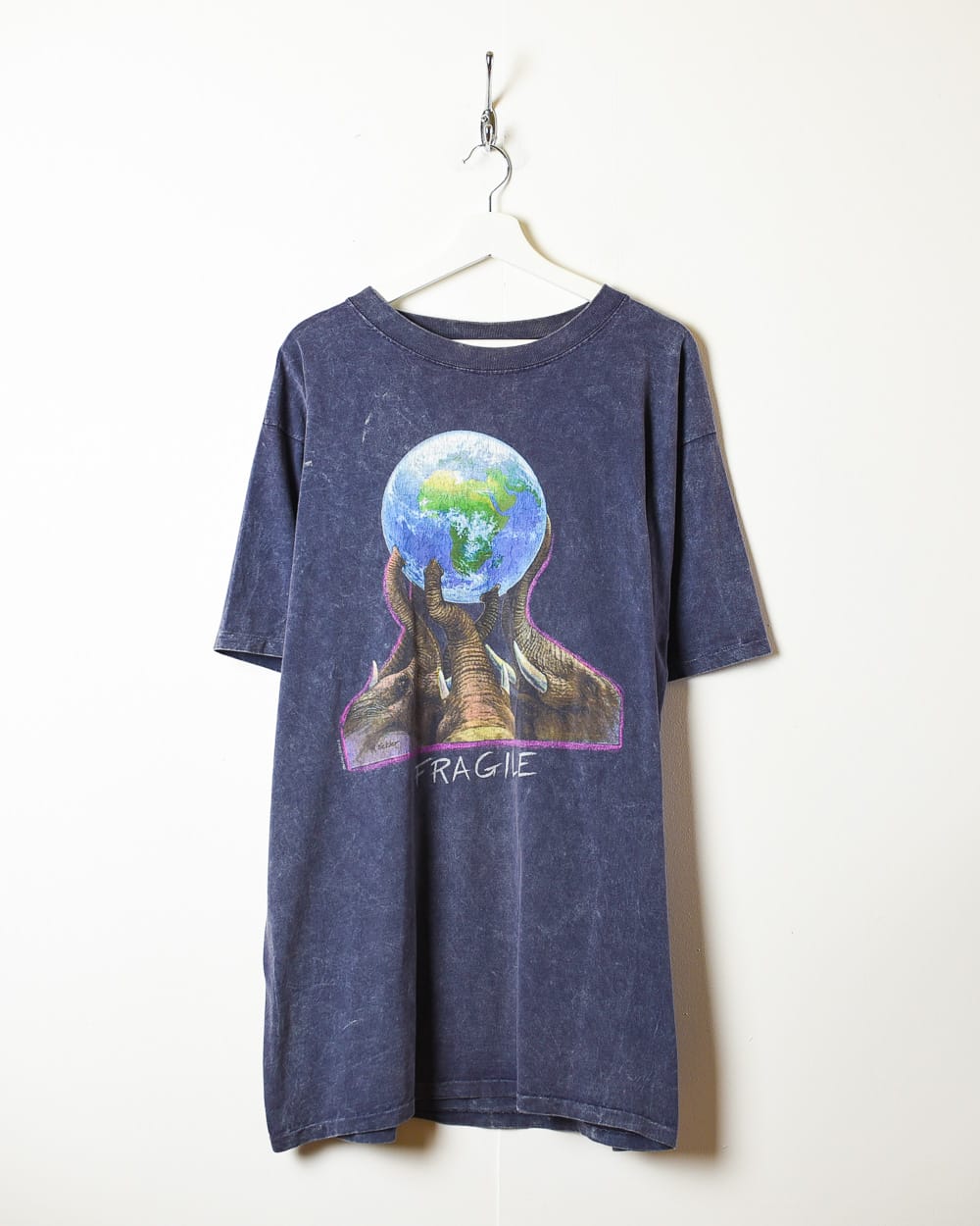 Navy Fragile Earth Single Stitch T-Shirt - X-Large