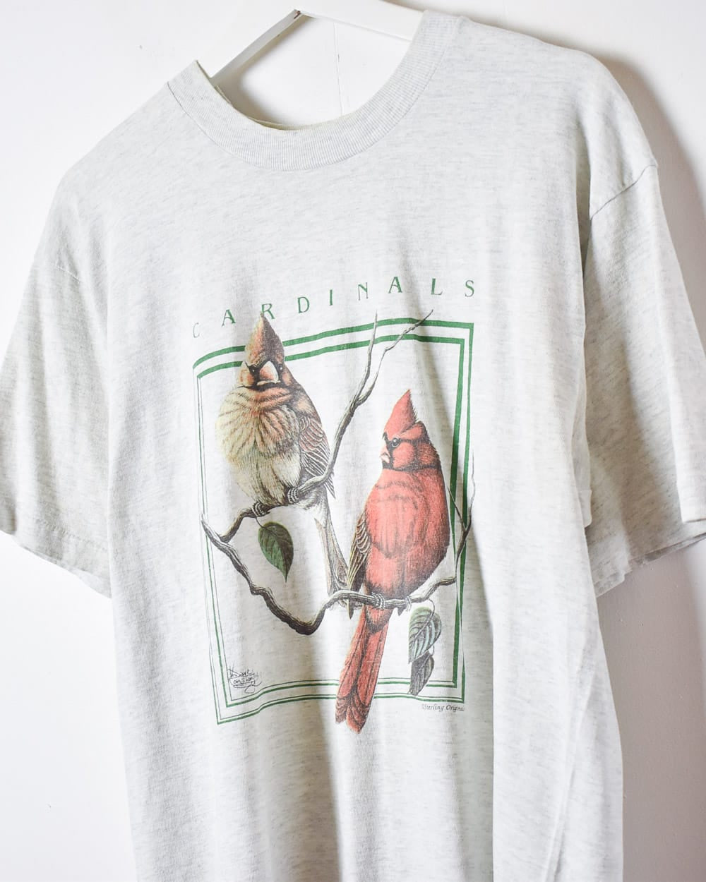 Stone Cardinals Bird Single Stitch T-Shirt - Large