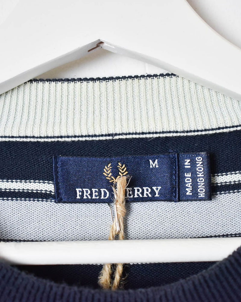 Navy Fred Perry Striped Sweatshirt - Small