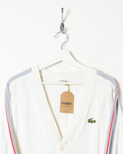 White Lacoste V-Neck Buttoned Sweatshirt - Small