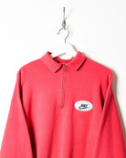 Red Nike Authentic Sports Gear 1/4 Zip Collared Sweatshirt - Small