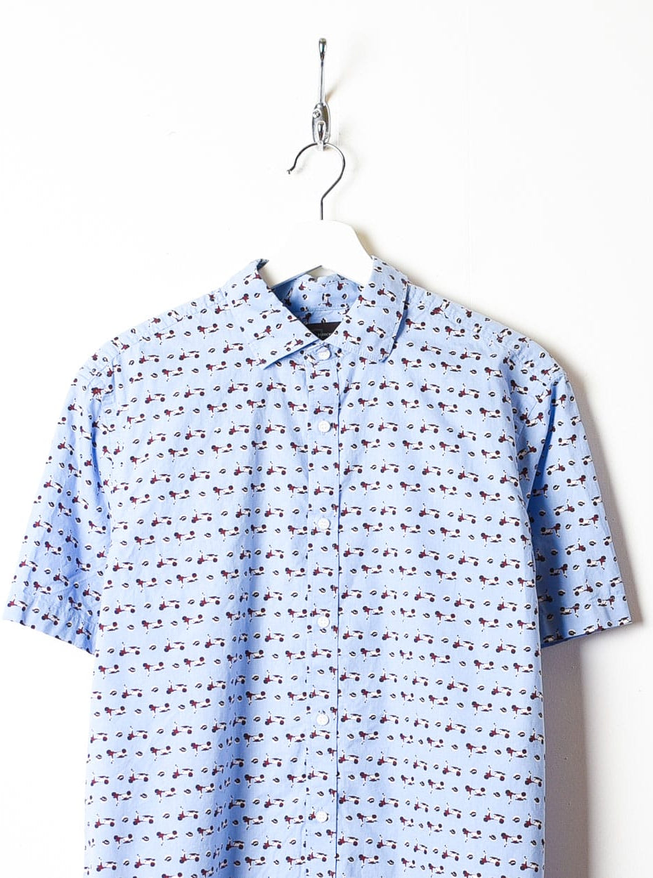 BabyBlue Patterned All-Over Print Short Sleeved Shirt - Medium