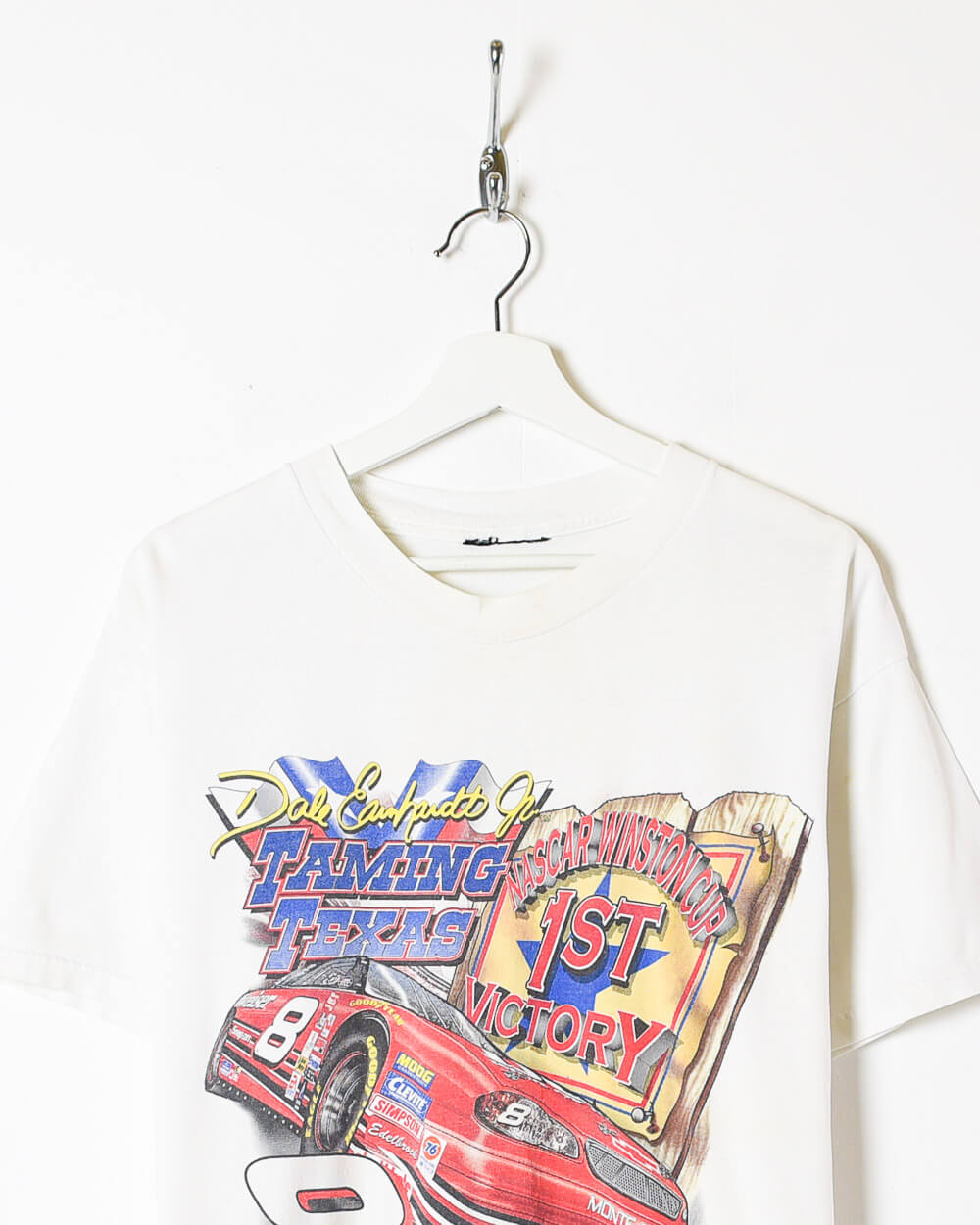 White Nascar Dale Earnhardt Jr Taming Texas T-Shirt - Medium