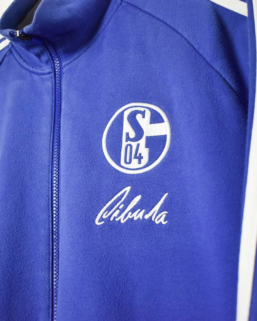 Blue Adidas  FC Schalke 04 Zip-Through Sweatshirt - Small