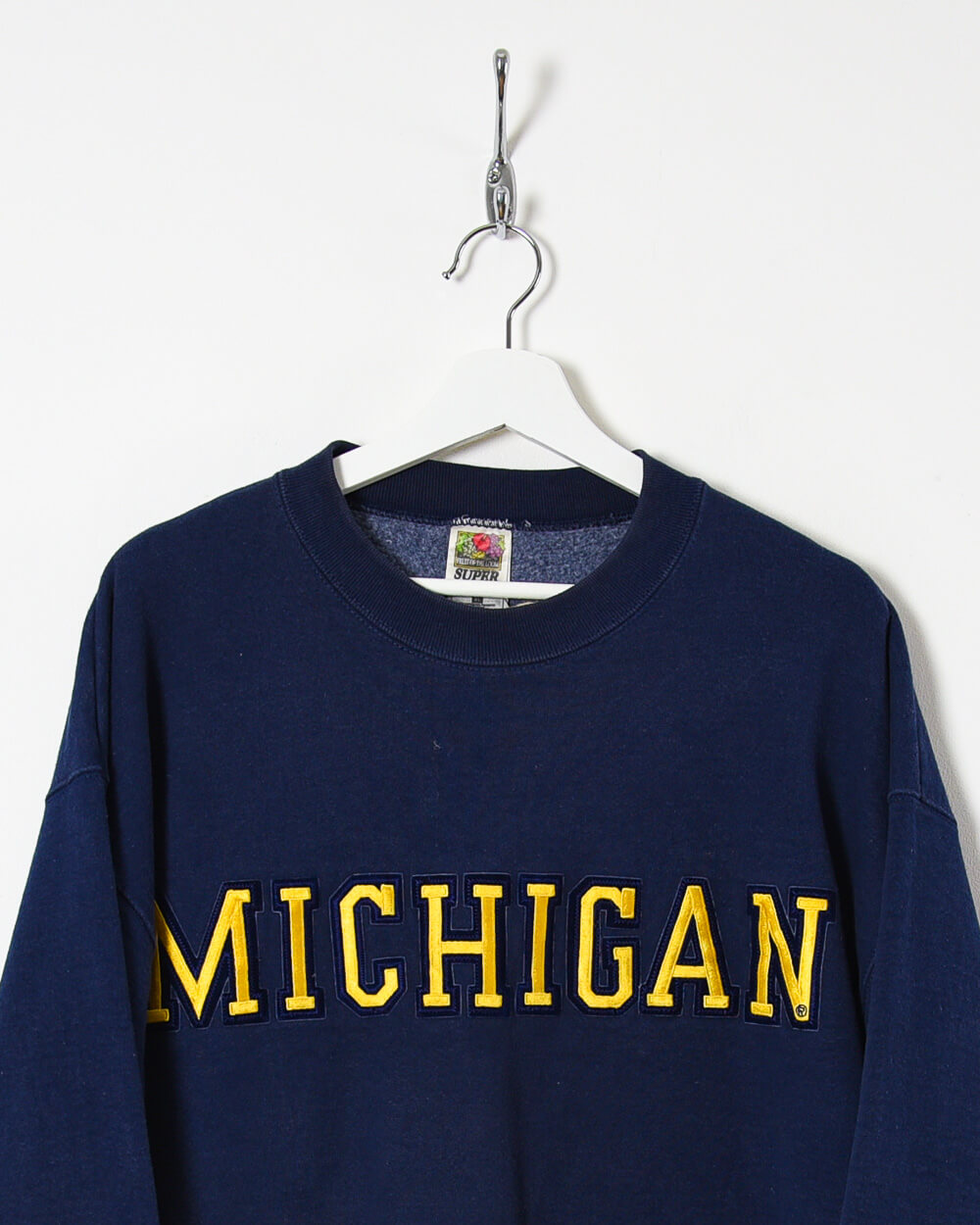 Vintage 00s Cotton Navy Fruit of The Loom Michigan Sweatshirt - X