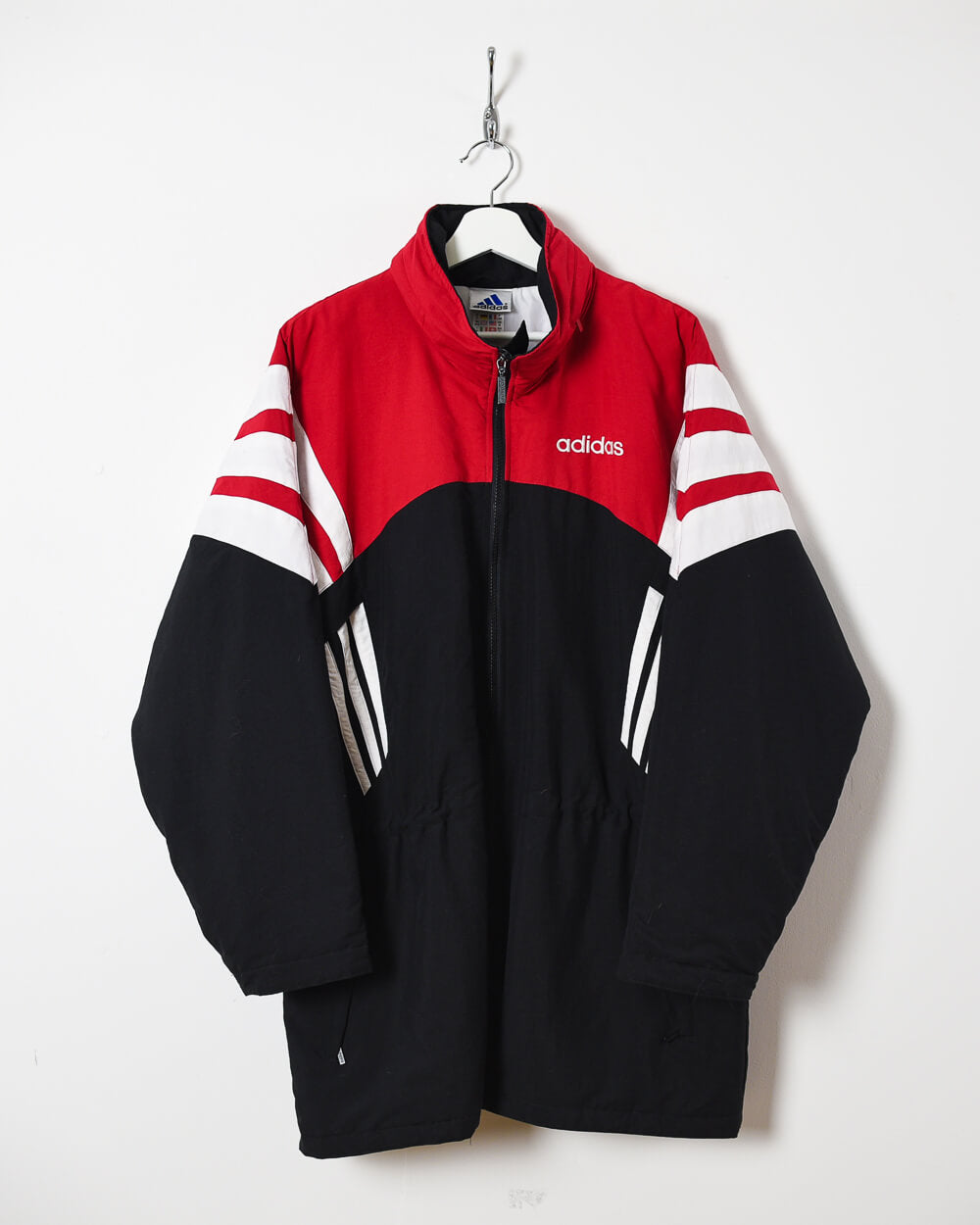 Vintage 90s Polyester Colour Block Black Adidas Winter Coat Large Domno Vintage