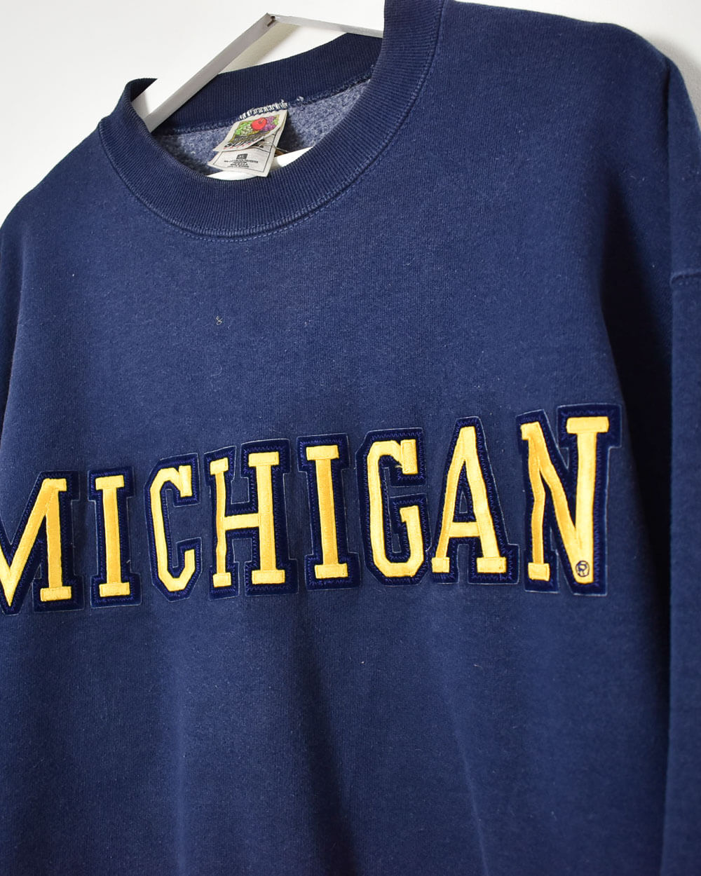 Vintage 00s Cotton Navy Fruit of The Loom Michigan Sweatshirt - X