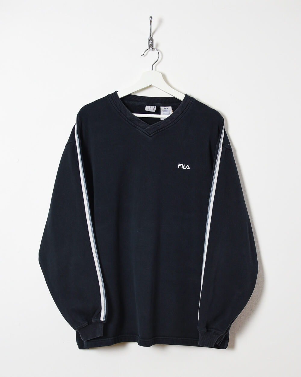 Vintage 00s Cotton Mix Plain Black Fila Sweatshirt Large Domno Vintage